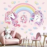 Unicorn Rainbow Wall Stickers for Girls: Peel and Stick Unicornio Cloud Wall Decals - Wall Art Decor Kids Supplies Ages 1 2 3 4 5 6 7 8 9 10 11 12 Year