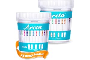 Areta Multi-Drug Test Cup 13 Panel, Screen for Most-Use Drugs (THC/AMP/BAR/BUP/BZO/COC/MDMA/MET/MTD/OPI/OXY/PCP/TCA), Results in 5 Min -#ACDOA2-1134 (2 Pack)