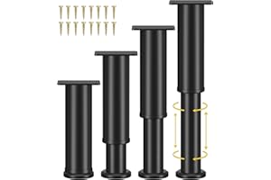 Wlrrcwdttc 4 Pcs Adjustable Bed Support Legs for Bed Frame/Bed Center Slat, Metal Adjustable Furniture Legs 7.08-13 inch for Bed/Sofa/Cabinet/Couch/Dresser/Table,Thickened Heavy Bed Replacement Legs