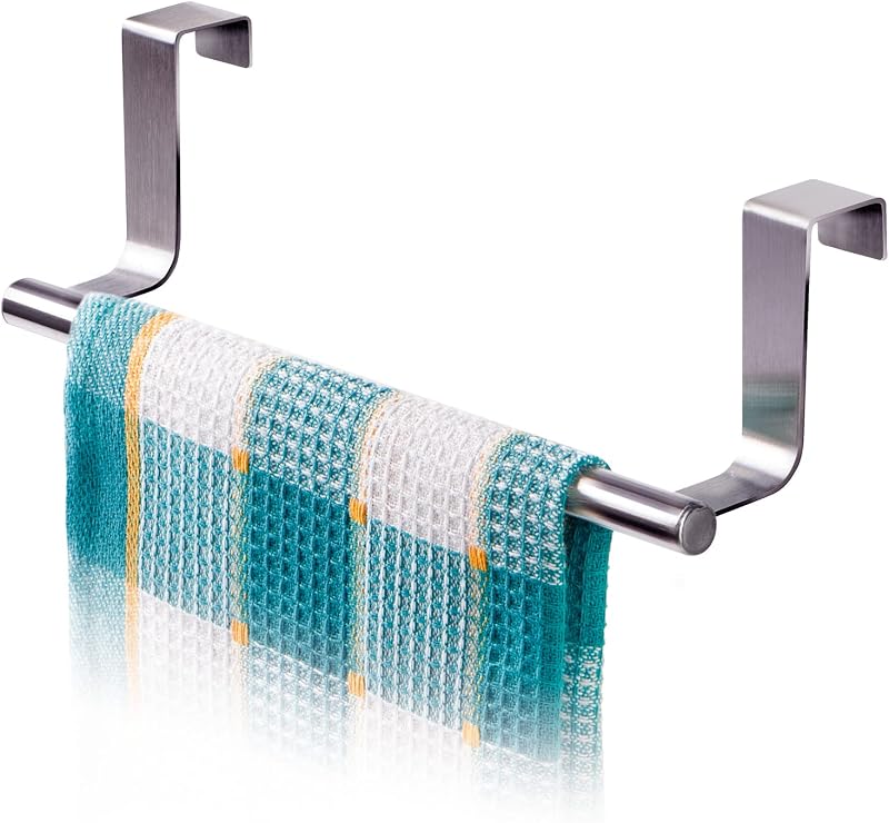 Tatkraft Horizon Over Door Towel Rail Holder Stainless Steel Kitchen Bathroom