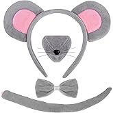 Riqiaqia Mouse Costume Accessory Set, Mouse Ears Headband for Kids Adult Halloween, Birthday, Cosplay