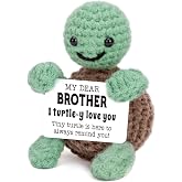 4THFARMES Mini Funny Turtle Brother Gifts from Sister Brother Birthday Gifts for Men Boys Friends Presents, I Love You Small Cool Cute Stuff Things, Handmade Emotional Positive Crochet Turtle