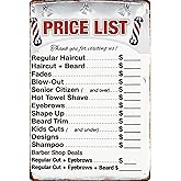 Barber Shop Price List Metal Sign Posters Decor The Space You Can Think Of Living Room Bedroom Kitchen Bathroom Garden Farm Funny 8 * 12 Inch Wall Decor
