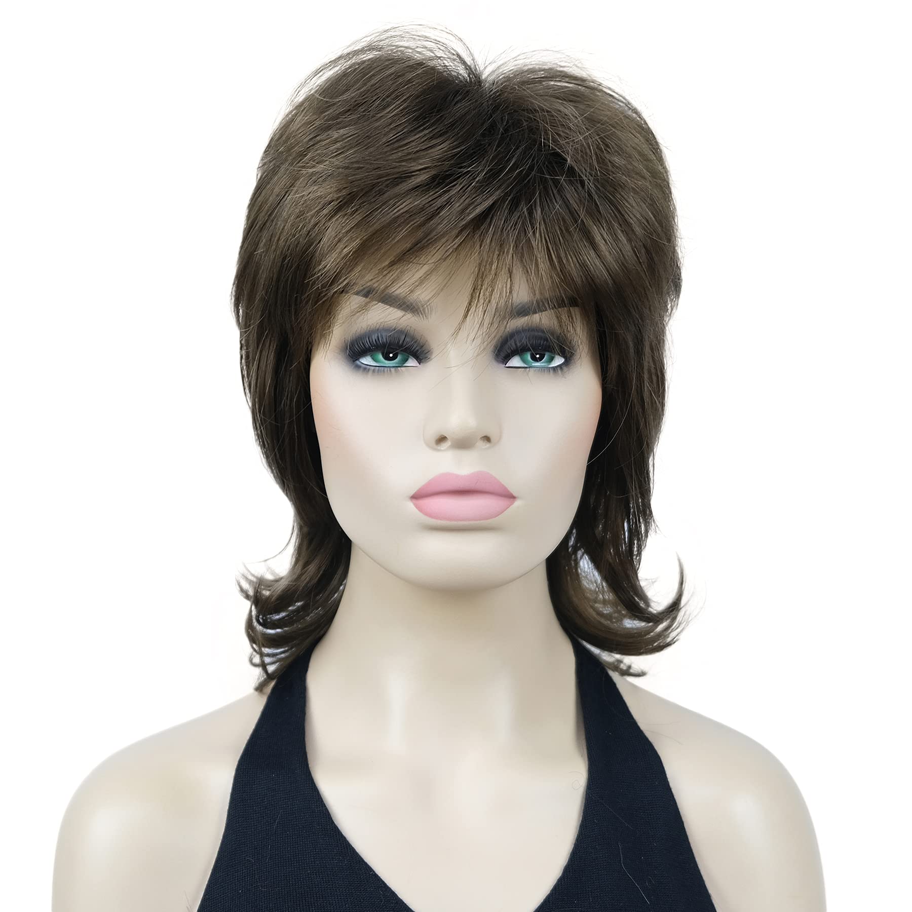 Lydell 16" Long Soft Shaggy Layered Wig Classic Cap Full Natural Synthetic Wigs (10 Medium Golden Brown)