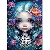 SENQAO Gothic Diamond Art Kits for Adults - Girl Flowers Diamond Painting Kits for Beginners, 5D Full Drill Gem Art Paint with Diamonds Dots Crafts Kits for Home Decor Gift 12x16inch