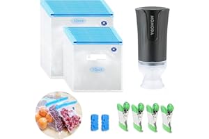 MOMODA Sous Vide Cooking Bags - Set of 20 | BPA-Free Reusable Vacuum Seal Bags with Air Valve for Joule and Anova Cookers | Freezer Safe Vacuum Food Storage Bags with Upgraded Electric Pump Included