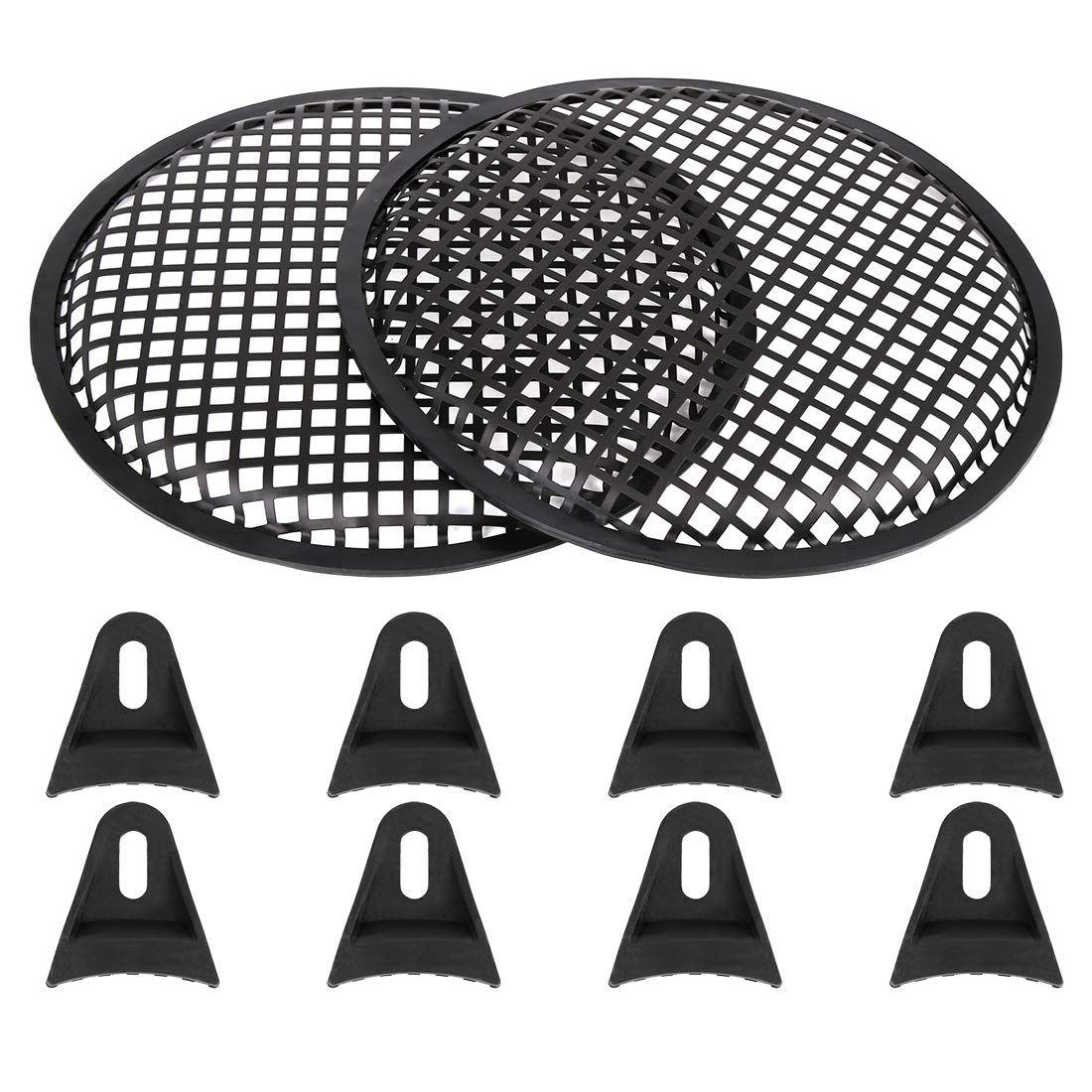 X AUTOHAUX 10'' Car Speaker Subwoofer Black Metal Waffle Grill Cover Guard 2pcs