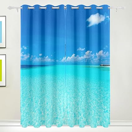 Rideau De Fenetre Luxe Ciel Bleu Mer Plage D Impression Isolation