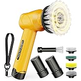 qimedo Battery Electric Spin Scrubber Q4, Handheld Scrubber for Cleaning with Display, Power Dish Scrubber with 5 Heads, Show