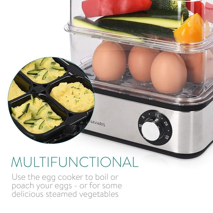 Navaris Hervidor de Huevos de Acero Inoxidable con Temporizador ...