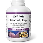 Natural Factors Stress Relax Tranquil Sleep, 120 Chewable Tablets, Tropical Fruit Flavour, Suntheanine L theanine, 5 HTP & Me