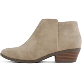 Soda Women's Mug Round Toe Faux Suede Stacked Heel Western Ankle Bootie