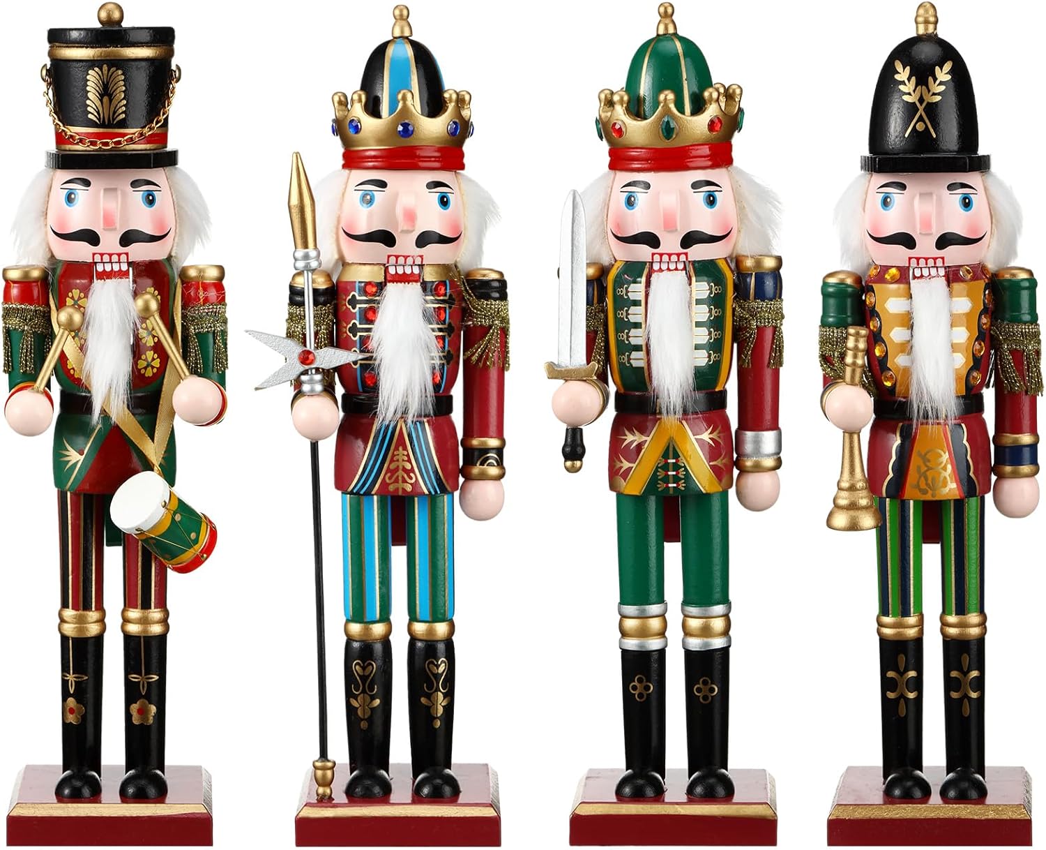 Nutcrackers - Suzile 4PCS 12 inch Christmas Nutcrackers Ornaments Set Nutcracker Figures Holiday Party Tabletop Christmas Decor Nutcracker Soldier Figure Decoration Crafts Art for Christmas Decor