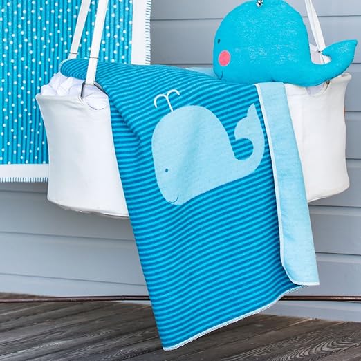 David Fussenegger - JUWEL - Babydecke - Wal/Streifen - türkis - 70 x 90 cm