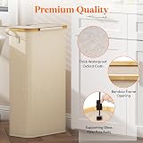 Lifewit 65L Slim Laundry Basket with Lid Beige Narrow Foldable Organizer view 7