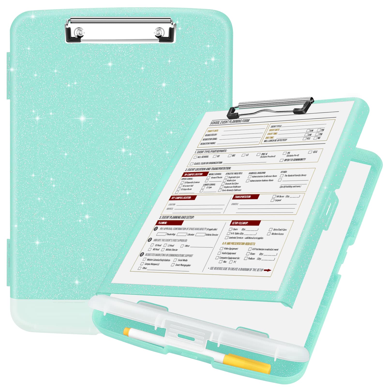 Sooez Glitter Clipboard with Storage, High Capacity