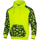 Drizomo High Visibility Fleece Hoodie for Men Hi Vis Sweatshirt Construction Work Pullover Jakcet with Camo Sleeves