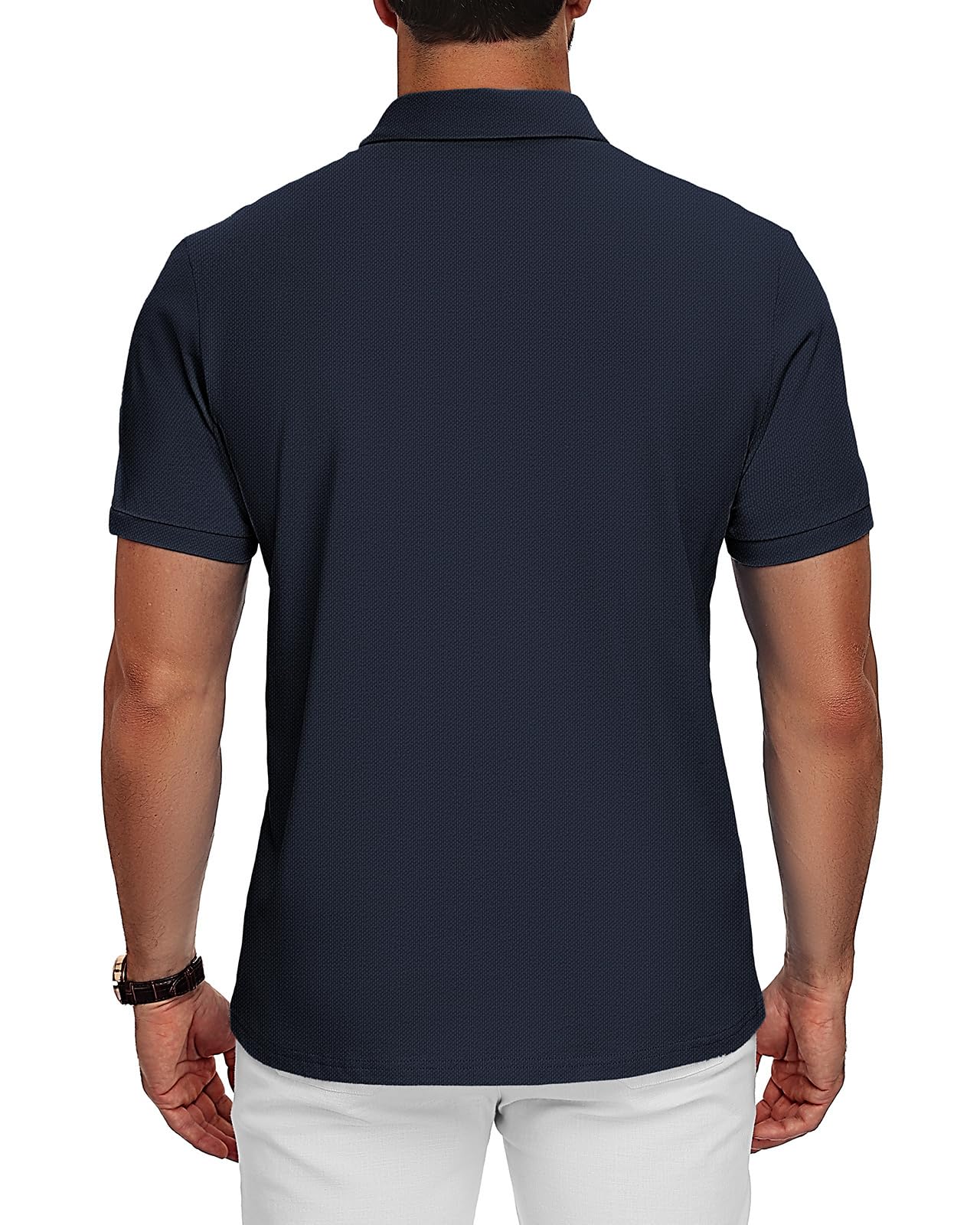 HMIYA Herren Poloshirts-Business Kurzarm Polo Shirts 100% Baumwolle Sommer Freizeit T-Shirt Klassisches,Dunkelblau,XL 2