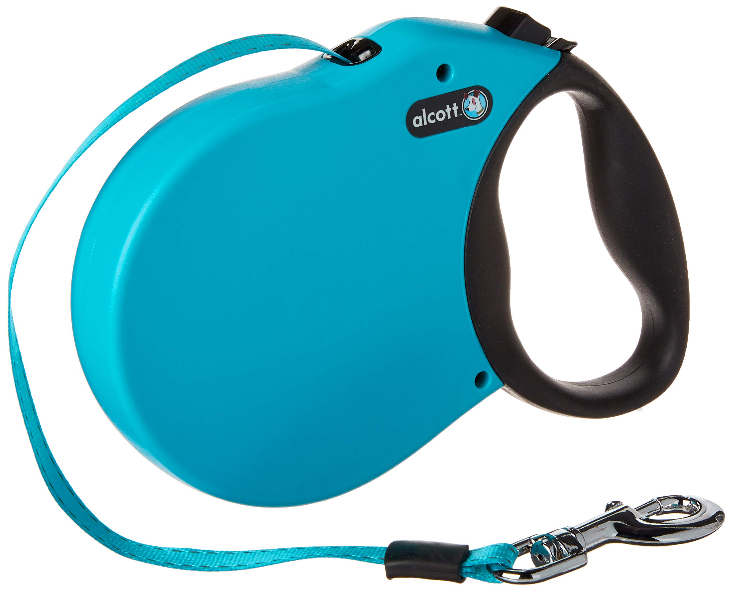 Alcott Expedition Retractable Reflective Belt Leash, 24' Long, Large for Dogs Up to 110 lbs, Blue with Black Soft Grip Handle