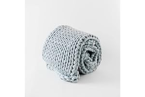 Nuzzie Chunky Knit Blanket - Breathable, Cooling, Hand Made Knit Throw Blanket for Sleep - Machine Washable, Stylish Decor Design - Light Grey, 20 lb Queen