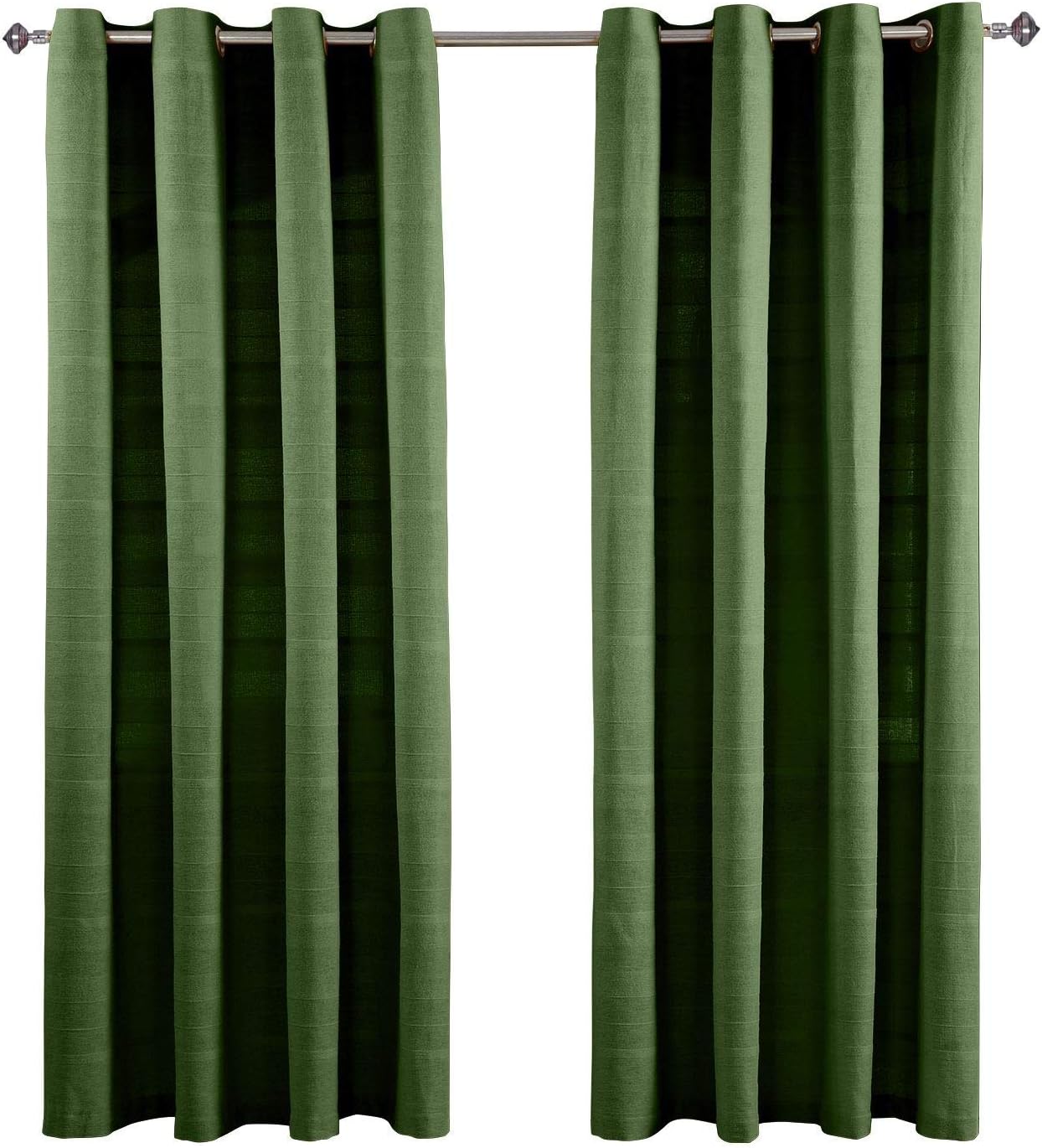 HOMESCAPES Dark Olive Green Rajput Eyelet Curtain Pair 167cm (66") Wide