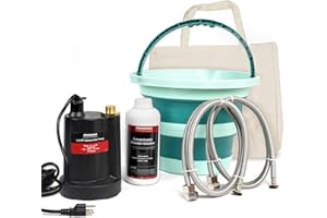 Tankless Water Heater Flushing Kit, MIZUDO Heater Cleaner with Concentrated Descaling Solution and 1/6HP Submersible Water Pump,3.7 Gallons Foldable Bucket Included, One Set for All Your Cleaning Need