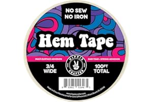 HIPPIE CRAFTER Double Sided Hem Tape No Sew No Iron Sewing Tape for Hemming Curtains Fabric Pants Dress Clothes and More Thin with Strong Adhesive Removable 3/4 Inch x 100FT
