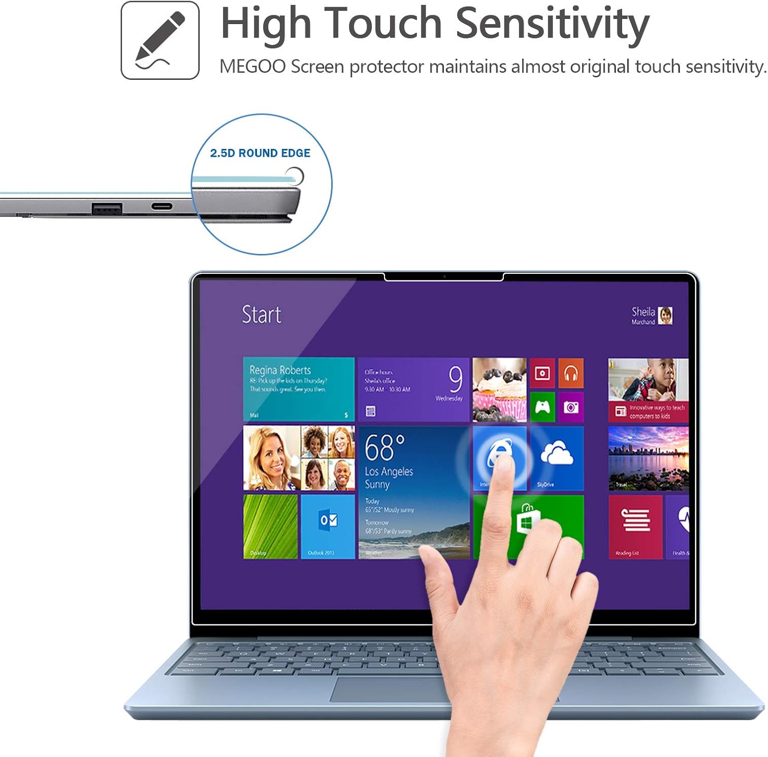 MEGOO Surface Laptop Go 3 12.4" 2023 released Glass Screen Protector,Scratch Resistant/9H Hardness/Ultra Clear Tempered Glass Compatible for Microsoft Surface Laptop Go 2/1 - Image 4