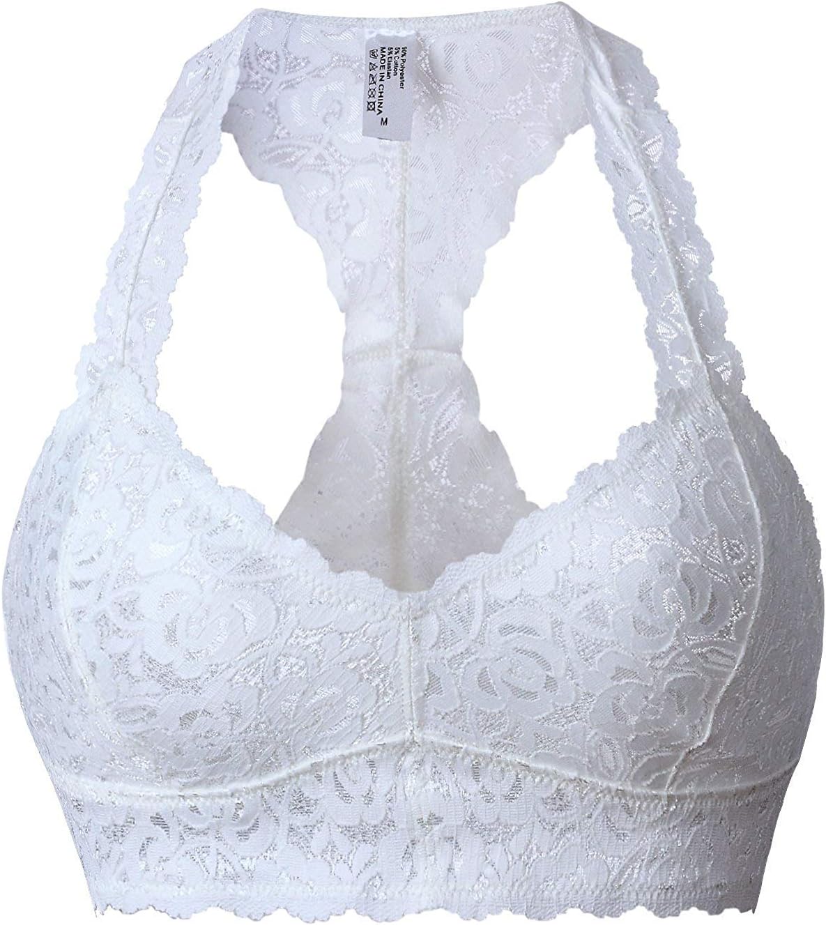 Womens Sexy Racerback Lace Bralette Bustier Breathable Crop Top Lace Bra