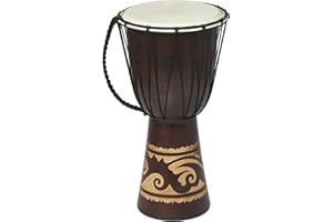 Deco 79 Wood Drum Handmade Decorative Sculpture Djembe Home Decor Statue with Rope Accents, Accent Figurine 9" x 10" x 16", Brown