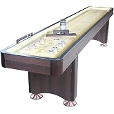 Playcraft Woodbridge Shuffleboard Table with Storage Cabinet - Shuffle Board Game Table Set with Matching Abacus, 8 Pucks, Brush &amp; *Wax (*Made in USA) - Pro Style Climate Adjusters