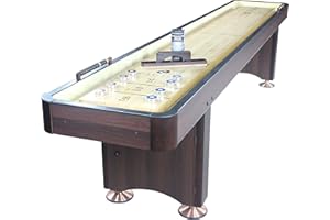 Playcraft Woodbridge Shuffleboard Table with Storage Cabinet - Shuffle Board Game Table Set with Matching Abacus, 8 Pucks, Brush & Wax (Made in USA) - Pro Style Climate Adjusters