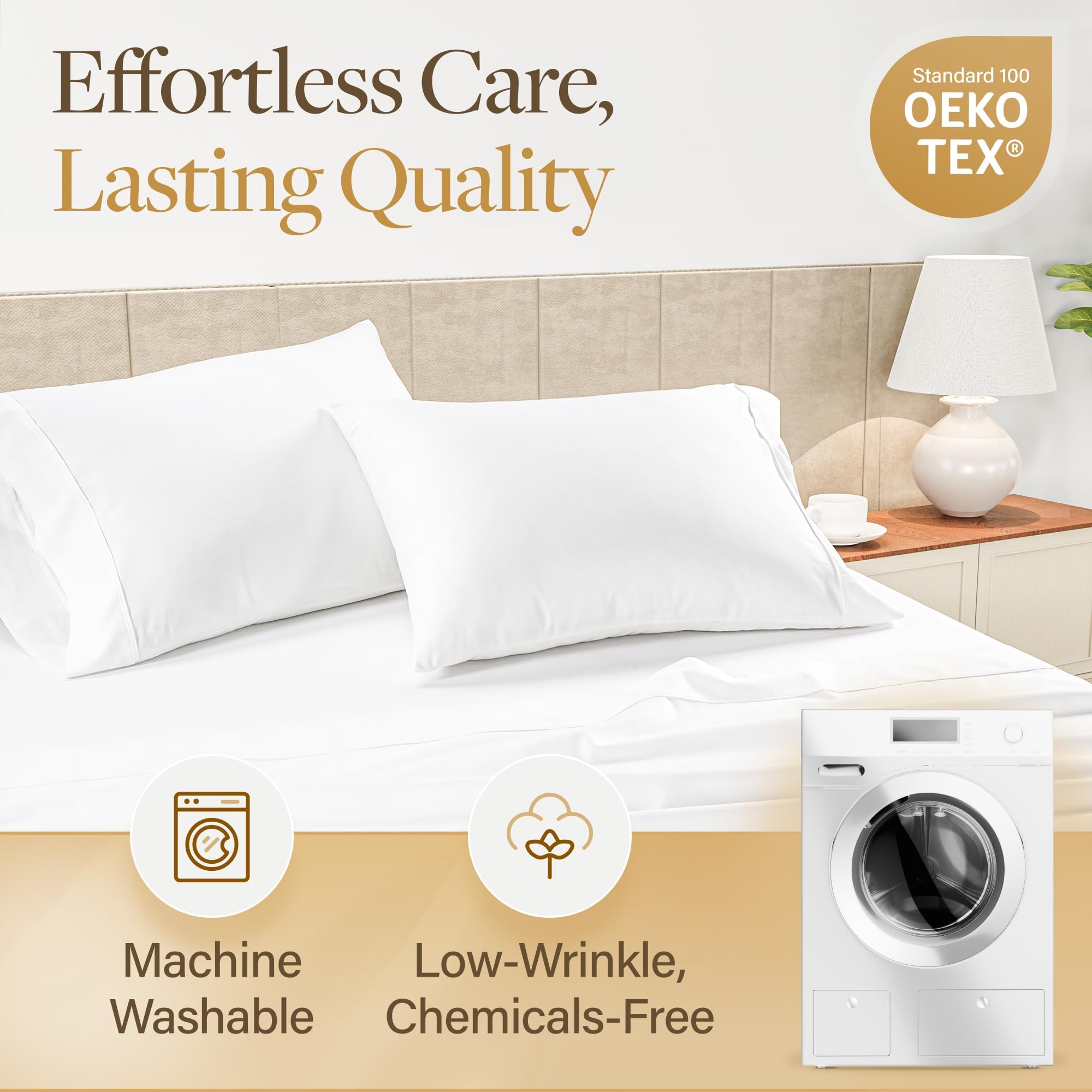 LANE LINEN 100% Egyptian Cotton King Sheets Set – 4 Piece Sateen Weave Bed Sheets, Ultra Soft, 16