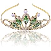 Princess Tiana Tiara Green Crown Tiana Headband Birthday Party Prom Halloween Costume Accessories Gifts