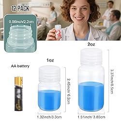 UMETASS 12 Pack 1oz Plastic Bottles with Lids