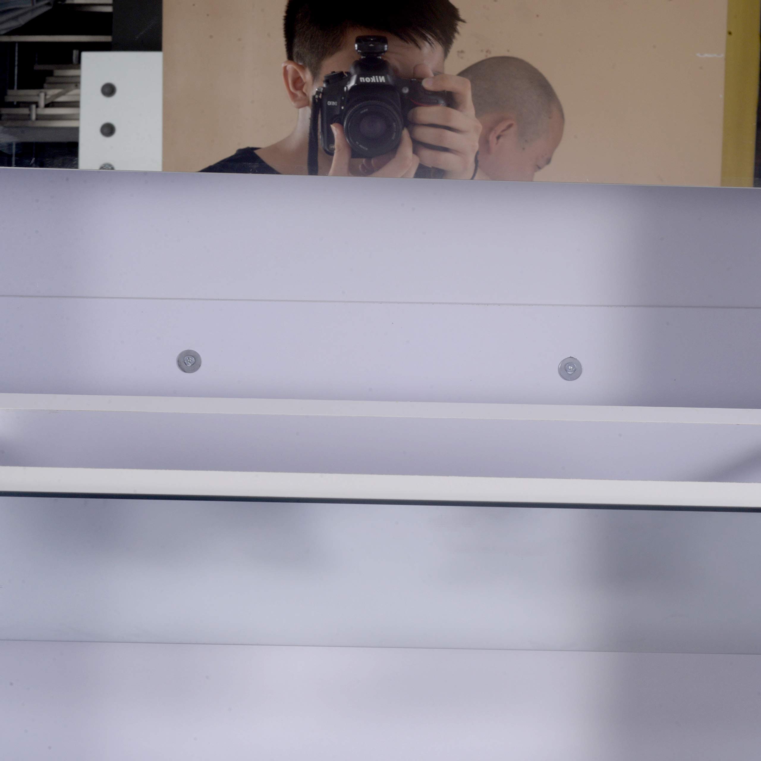 Organizedlife White Wooden Shoe Cabinet Mirror Shoe Organizer with with 5 Racks