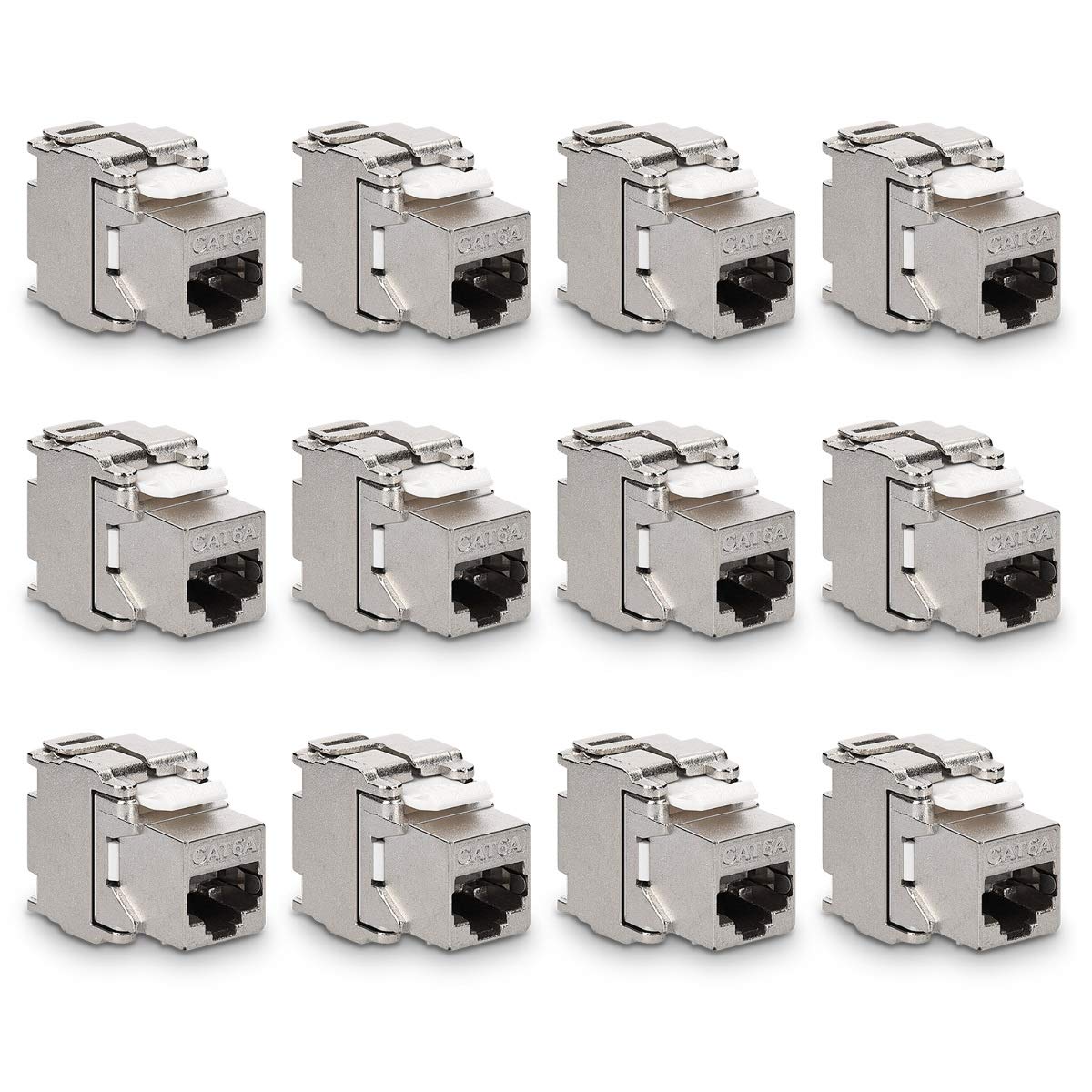 kwmobile Keystone Module Jacks - 12 Piece CAT6A Shielded Keystone Jack RJ45 Cat 6A Ethernet Module 10 Gbit with Shielded Metal Housing — image 1