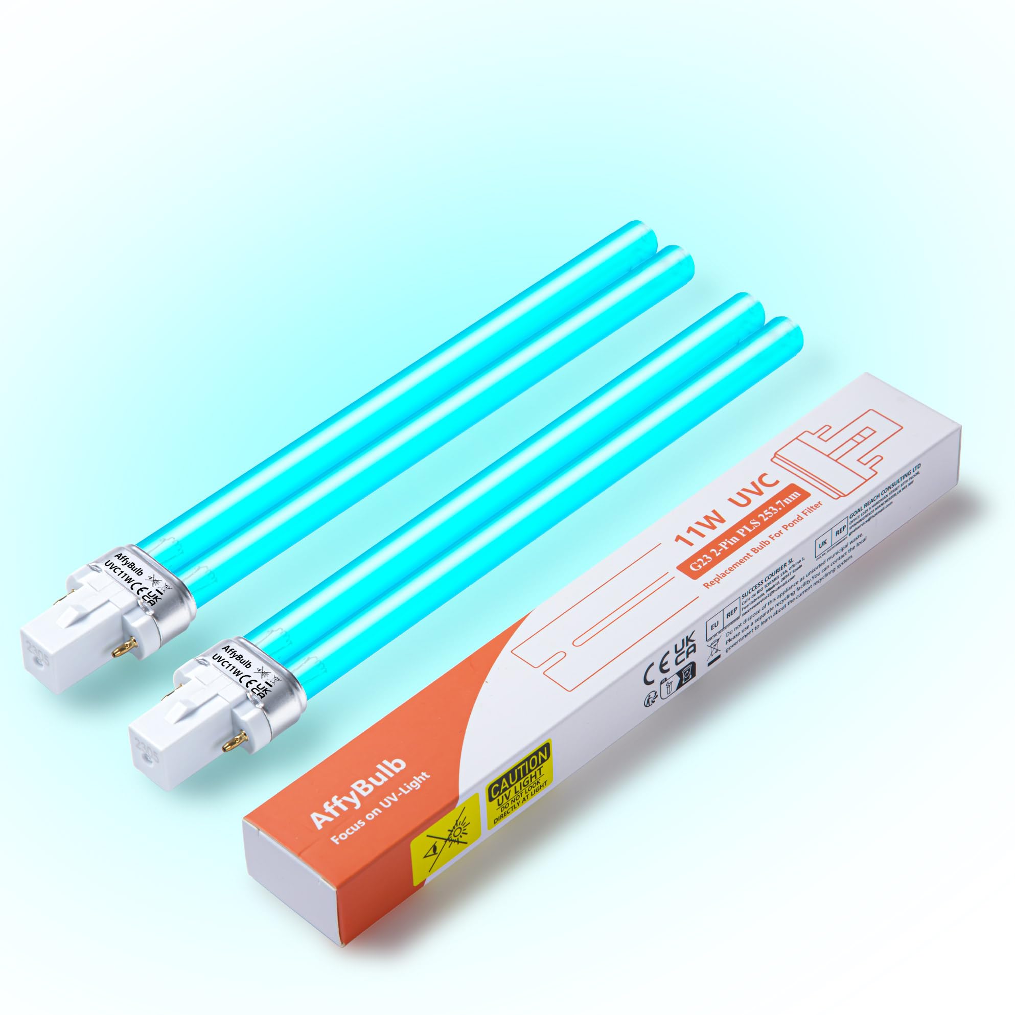 AffyBulb 2 * 11W G23 PLS Replacement UV Bulb,for Pond UVC Filters Machine or Clarifiers