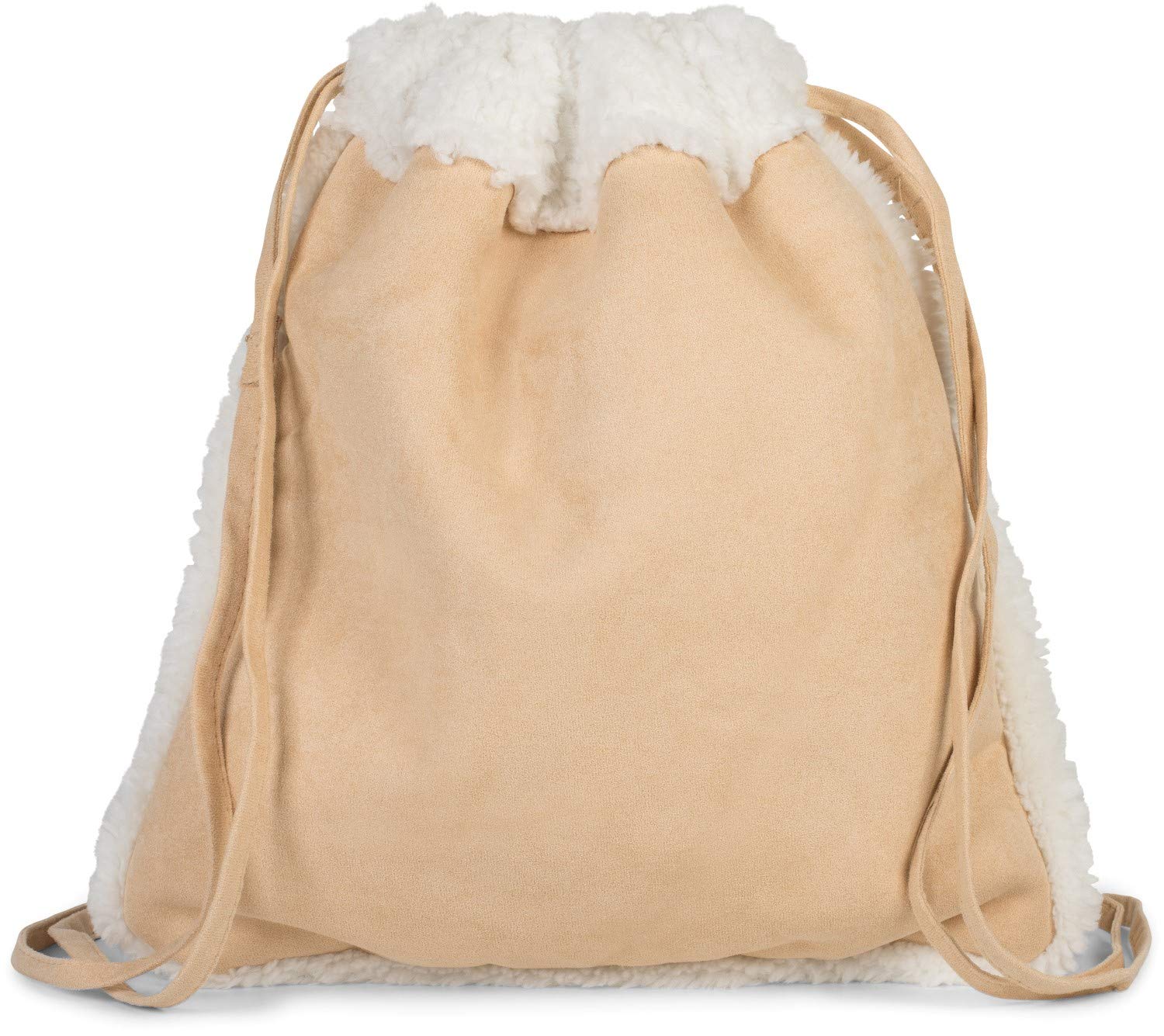 styleBREAKER gym bag edged with a soft finish and lined with teddy bear fur, rucksack, bag, unisex 02012309, color:Light Brown