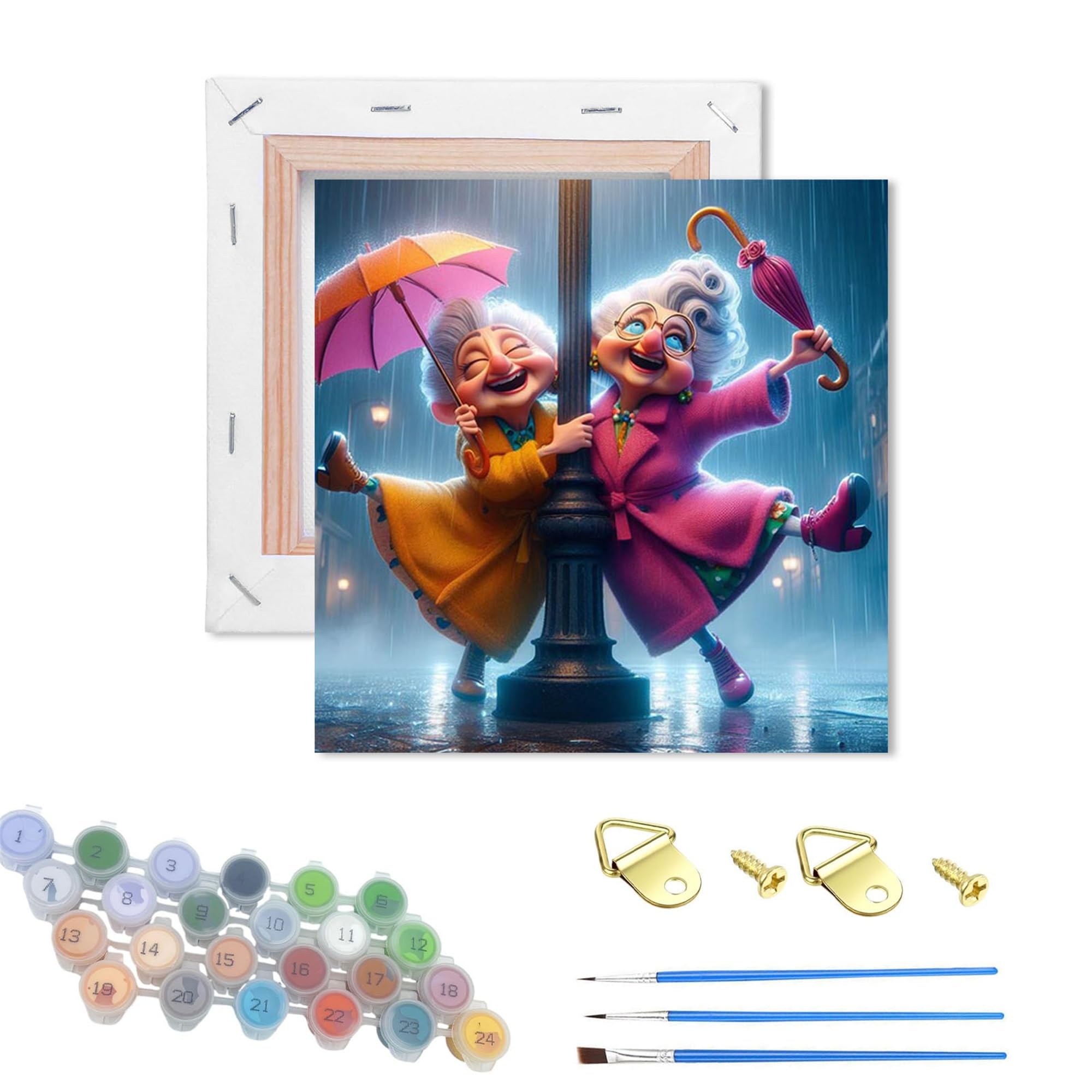 WUJIEJ Wooden Framed Paint by Numbers Kits for Adults,DIY Painting Kit on Canvas, Color by Numbers Acrylic,Adult Paint by Number for Wall Decor and Gifts (Fashion Grandmother)