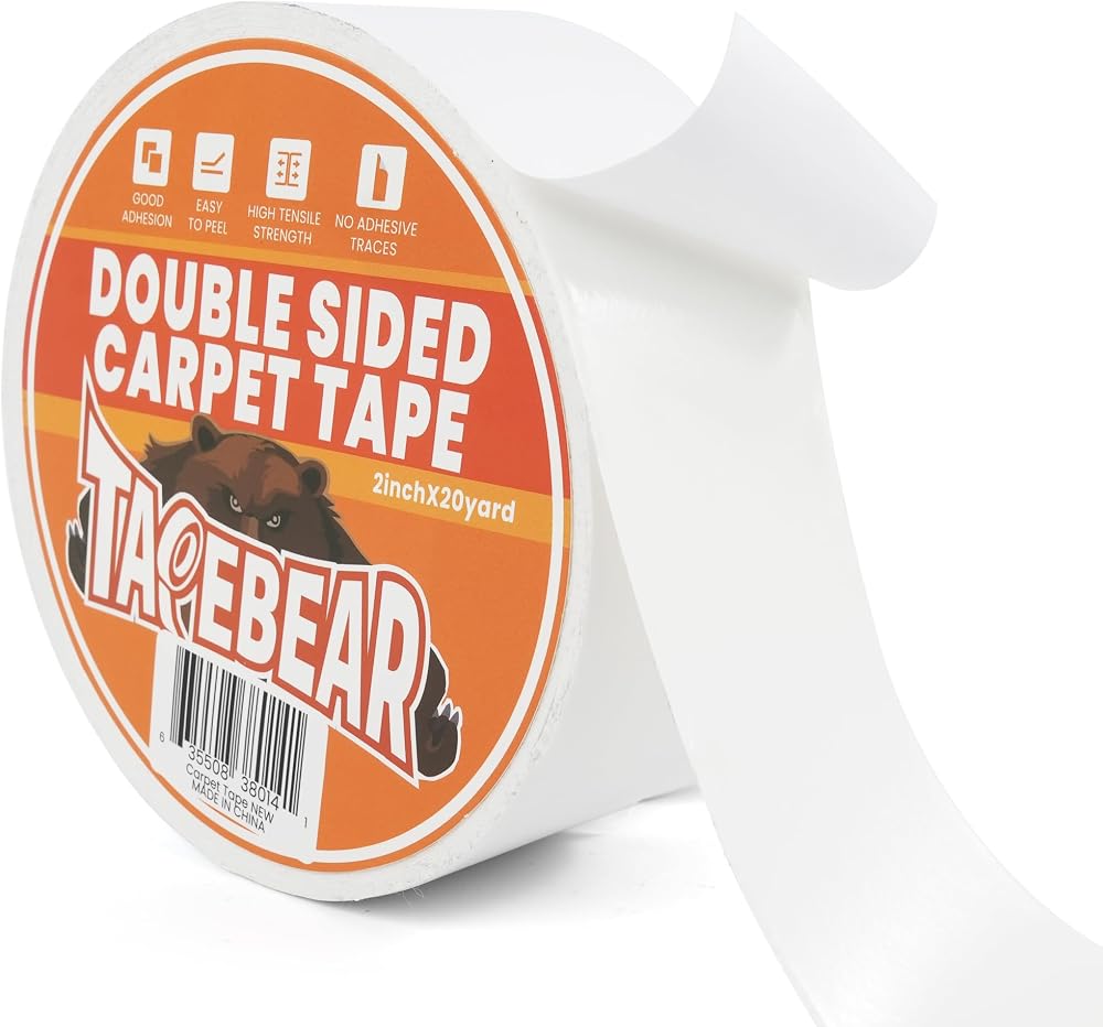 TAPEBEAR Heavy-Duty Double Sided Carpet Tape 50mm x 18m White