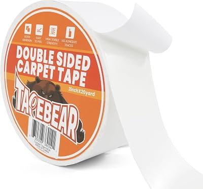 TAPEBEAR Heavy-Duty Double Sided Carpet Tape 50mm x 18m White