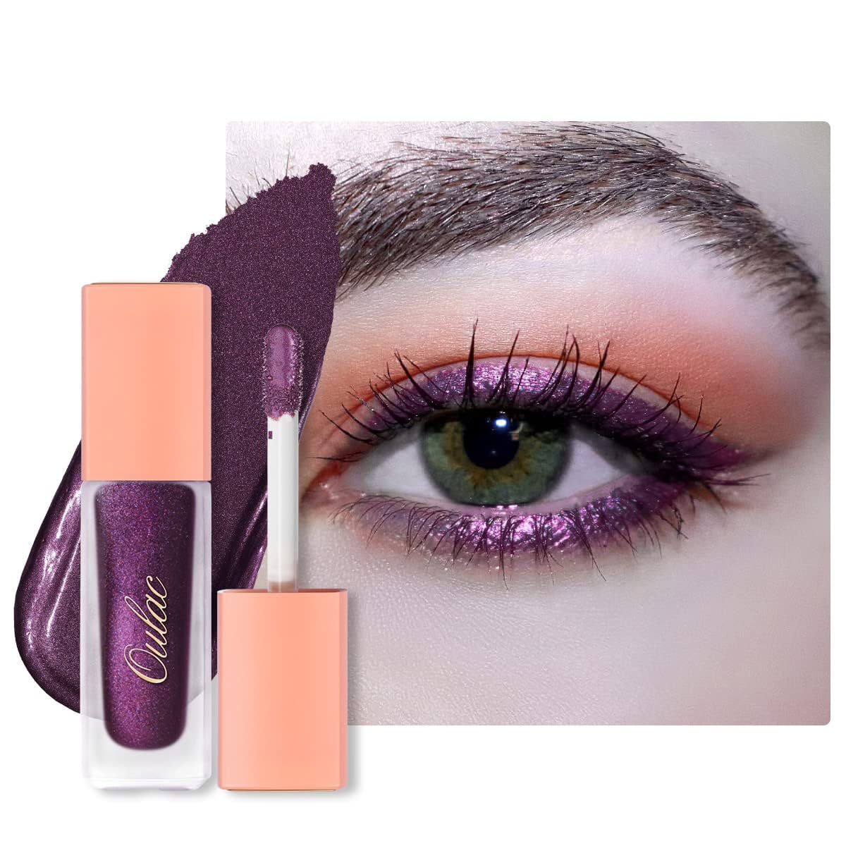 Oulac Liquid Metallic Eyeshadow – Highly Pigmented Purple Eyeshadow & Eyeliner | Metallic Deepened Amethyst, Blendable Eye Make-up, No Creases, Vegan, 6.8g, Vamp It Up (26) — image 1