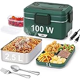 Electric Lunch Box 100W 3.5L 2-Layer Heated Lunch Box for Men/Adults/Car/Truck/Home, Dual Mode 2.5L + 1L Car Food Warmer Lonc