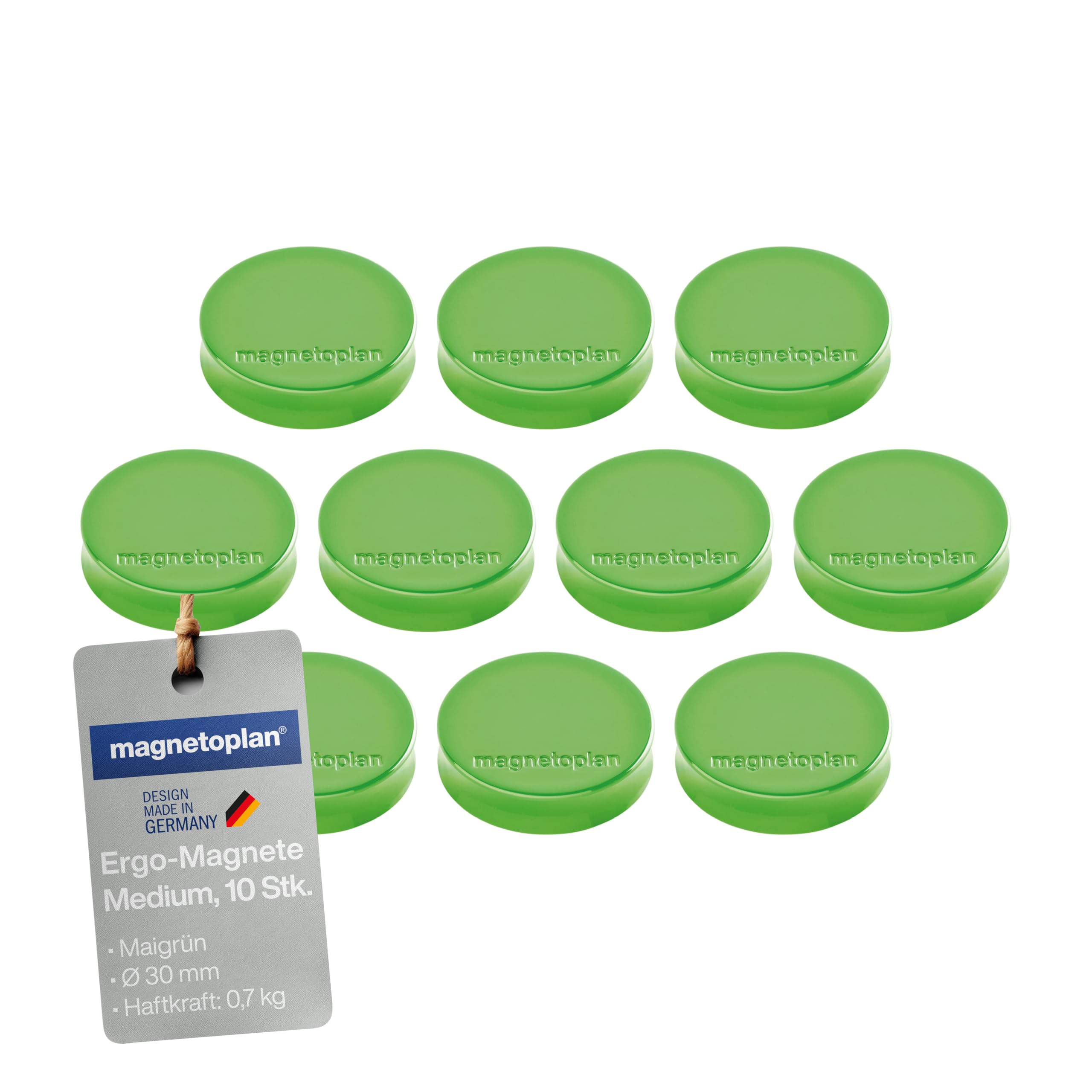 Ergo Magnets, Medium, Diameter 30 mm x 8 mm, Pack of 10 Meadow Green