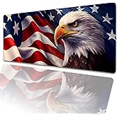amepay Eagle Gaming Mouse Pad 31.5x11.8in,American Flag Large Extended Desk Mat with Non-Slip Rubber Base,Bald Bird Big Mousepad for Laptop Computer PC,for Gamer Office Home Decor,Deskmat Gifts