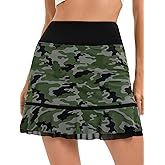 KOJOOIN Women Athletic Tennis Skirt Pleated Ruffle Hem High Waisted Golf Skirts with Pockets Shorts Running Workout