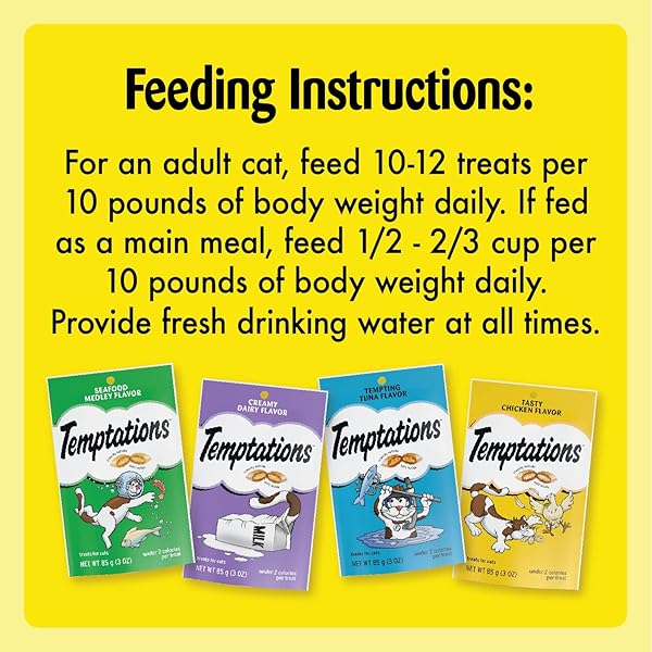TEMPTATIONS CLASSIC CRUNCHY AND SOFT CAT TREATS FELINE FAVORITES VARIETY PACK, 3 OZ. POUCHES (PACK OF 4)