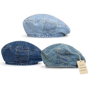 Women's Vintage Denim Beret, Y2K Retro Hip-Hop Hats | Classic Newsboy Cap for Casual Daily Outfits & Travel Wear Streetwear O