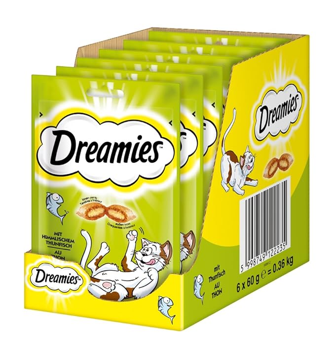Dreamies Katzensnacks Katzenleckerli Klassiker mit Thunfisch, 6 Packungen (6 x 60g)